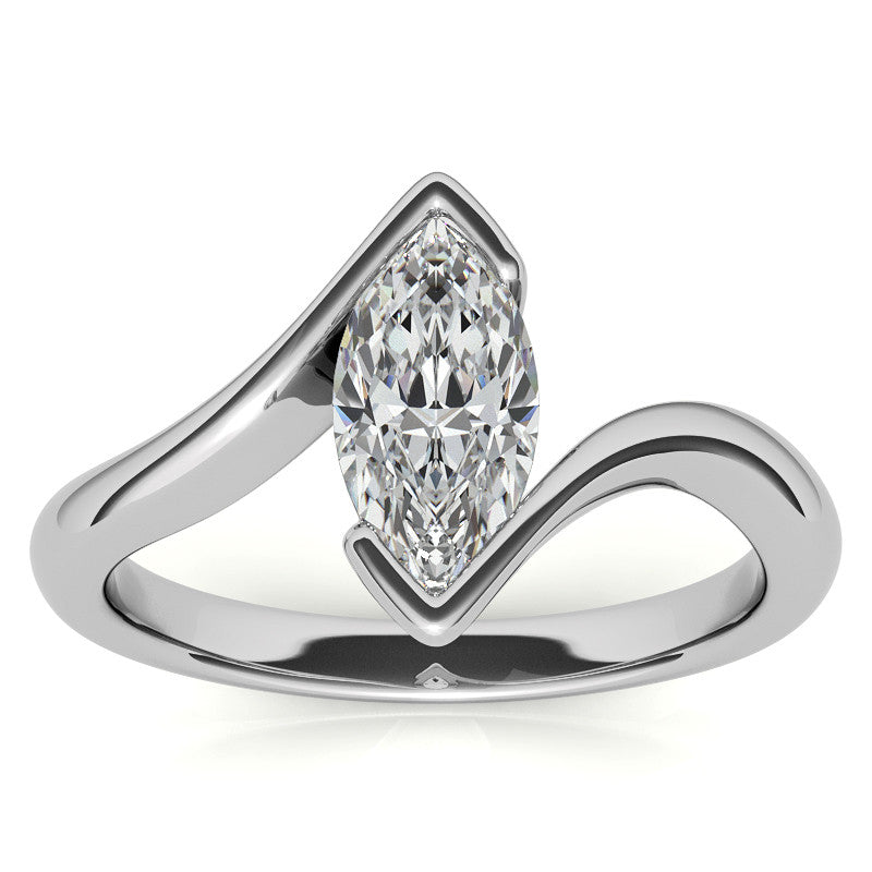 Marquise Half Bezel Bypass Solitaire Ring