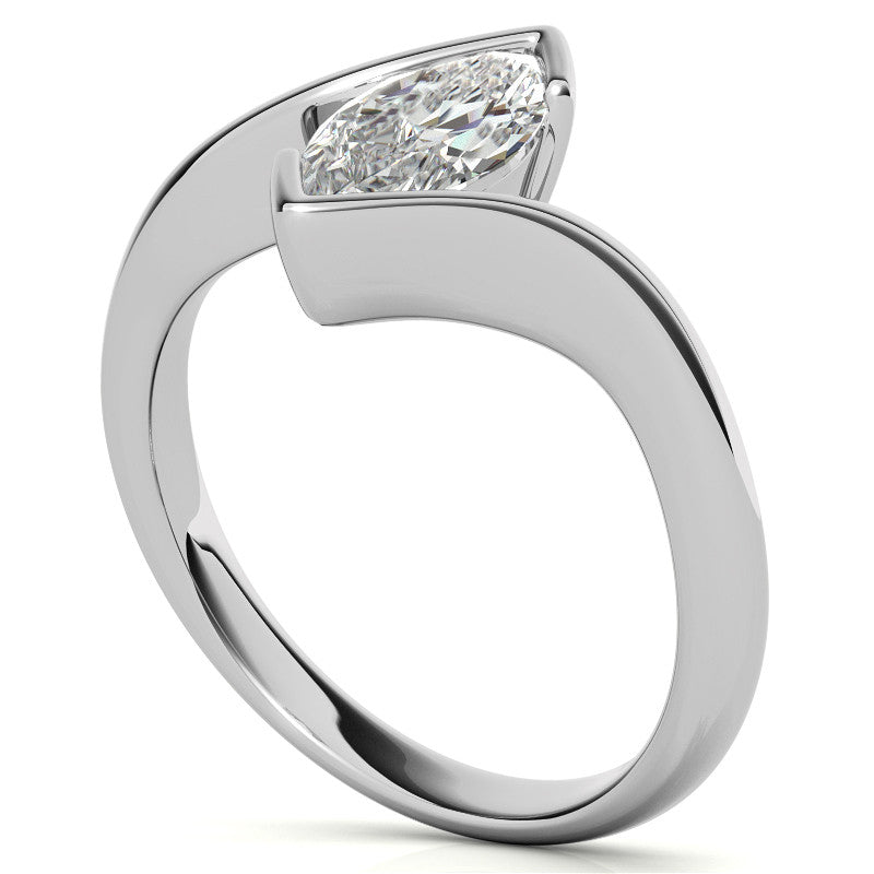 Marquise Half Bezel Bypass Solitaire Ring