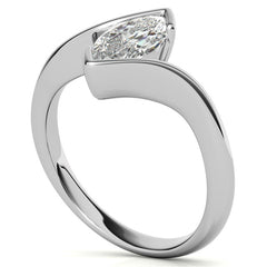 Marquise Half Bezel Bypass Solitaire Ring