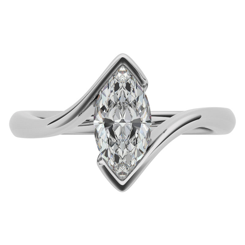 Marquise Half Bezel Bypass Solitaire Ring