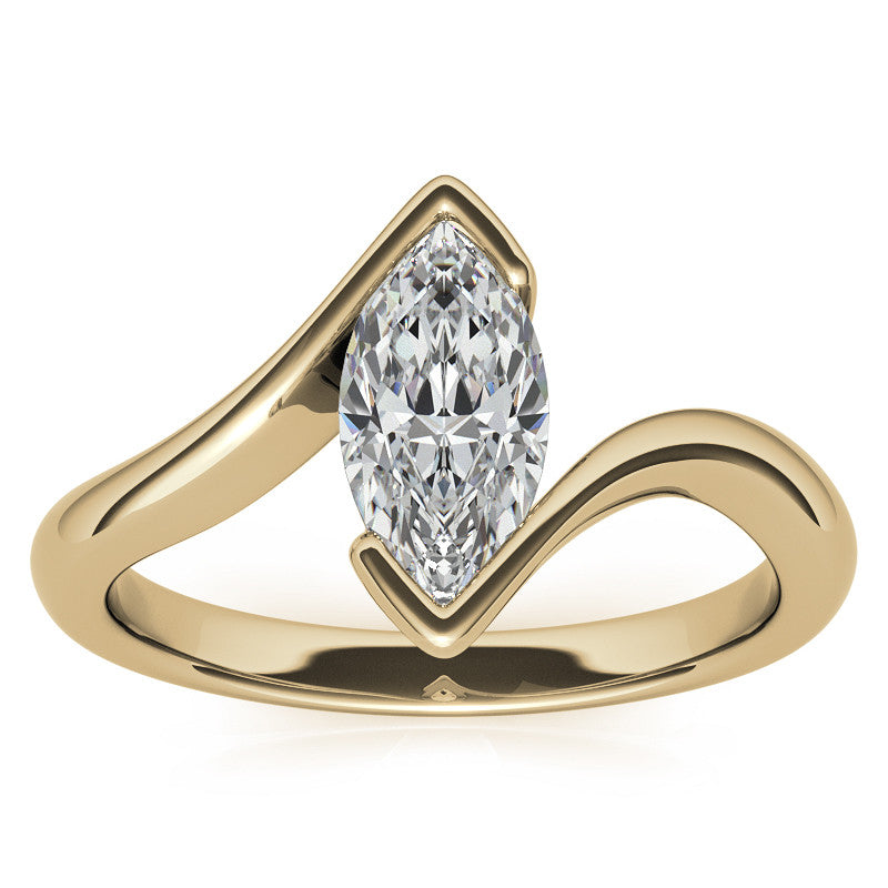 Marquise Half Bezel Bypass Solitaire Ring