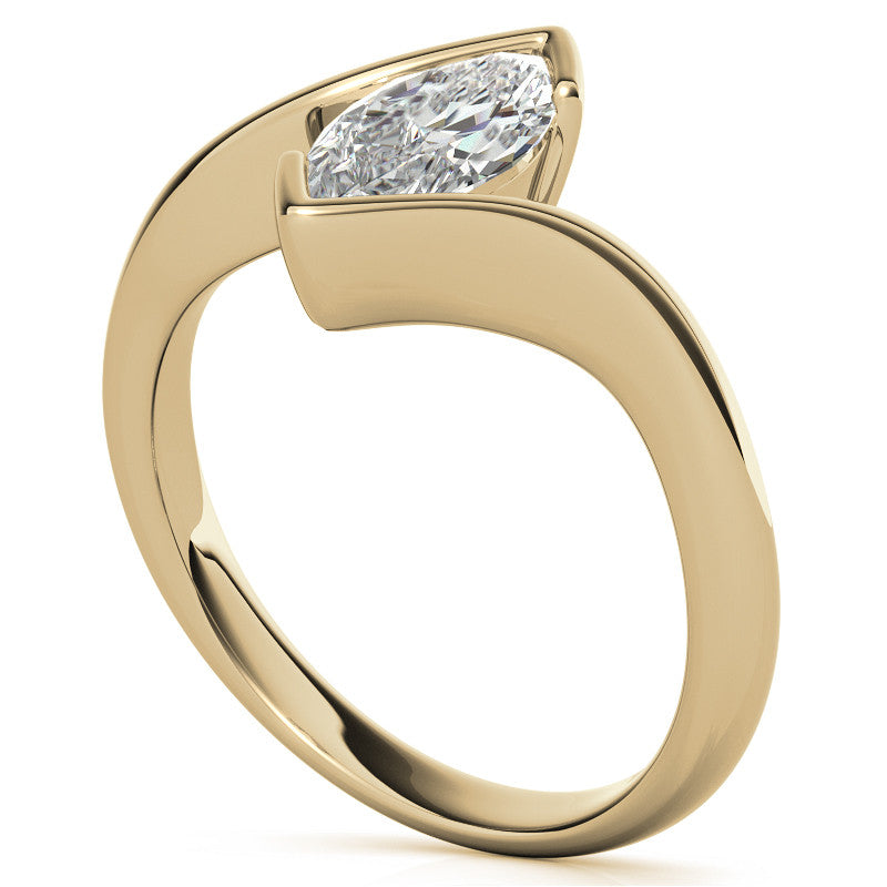 Marquise Half Bezel Bypass Solitaire Ring