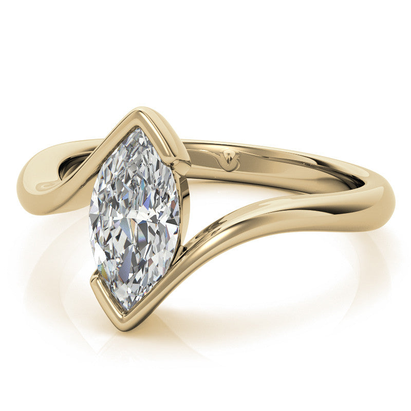 Marquise Half Bezel Bypass Solitaire Ring
