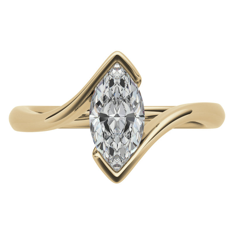 Marquise Half Bezel Bypass Solitaire Ring