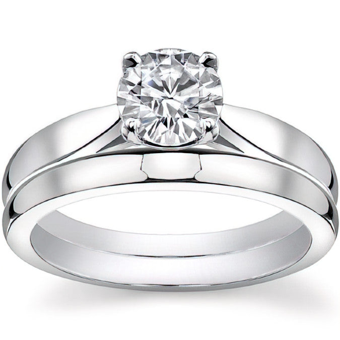 Round Cathedral Basket Moissanite Solitaire Ring