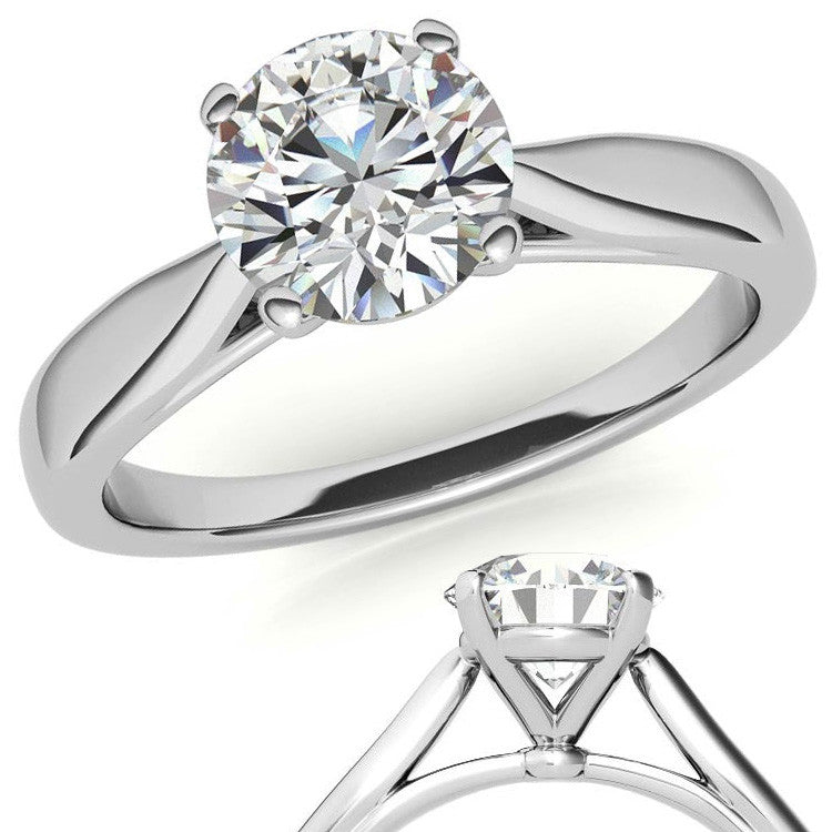 Round Cathedral Basket Moissanite Solitaire Ring