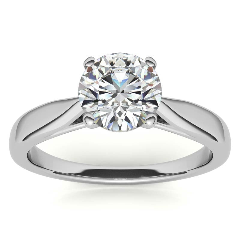 Round Cathedral Basket Moissanite Solitaire Ring