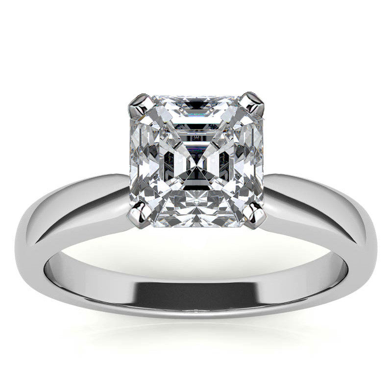 Wider Band Round Brilliant Moissanite Solitaire Ring