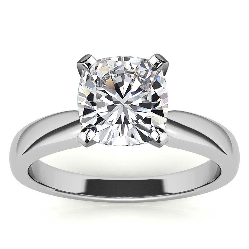 Wider Band Round Brilliant Moissanite Solitaire Ring