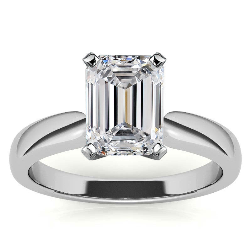 Wider Band Round Brilliant Moissanite Solitaire Ring