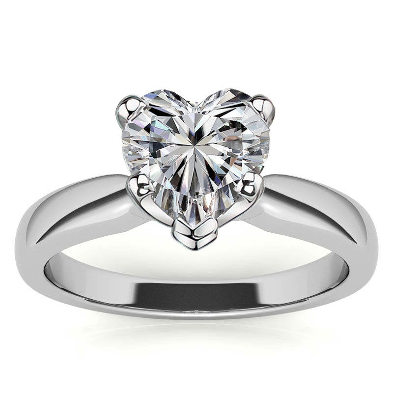 Wider Band Round Brilliant Moissanite Solitaire Ring
