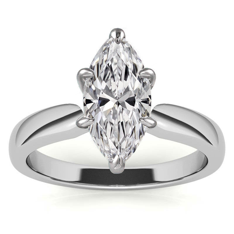 Wider Band Round Brilliant Moissanite Solitaire Ring