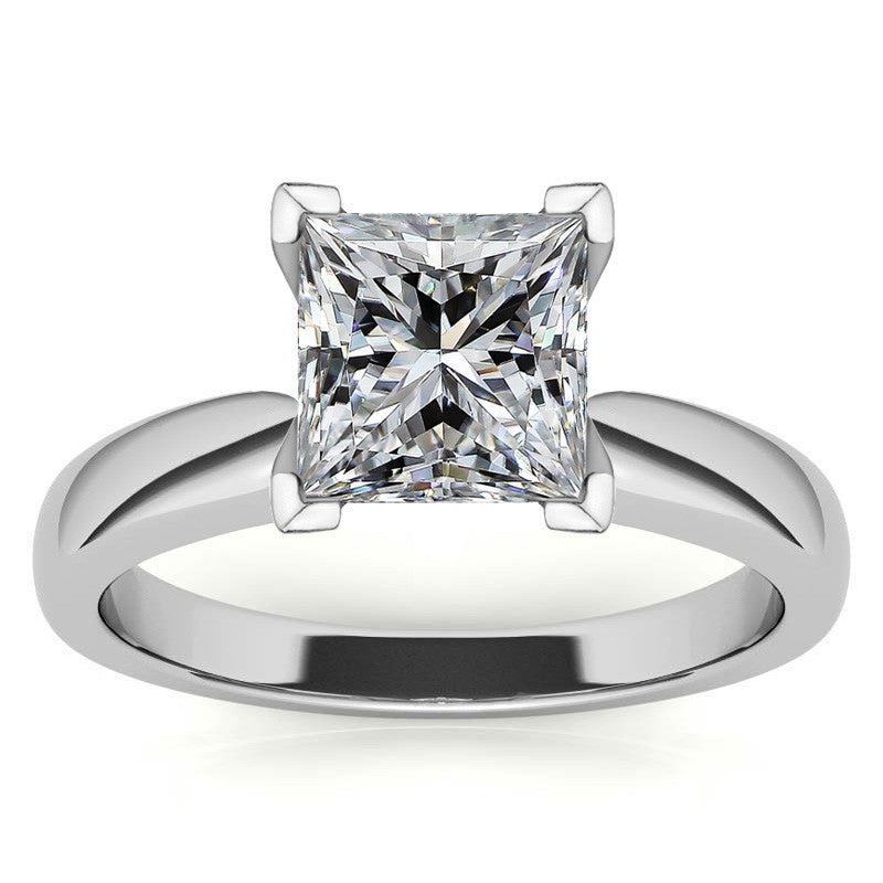 Wider Band Round Brilliant Moissanite Solitaire Ring