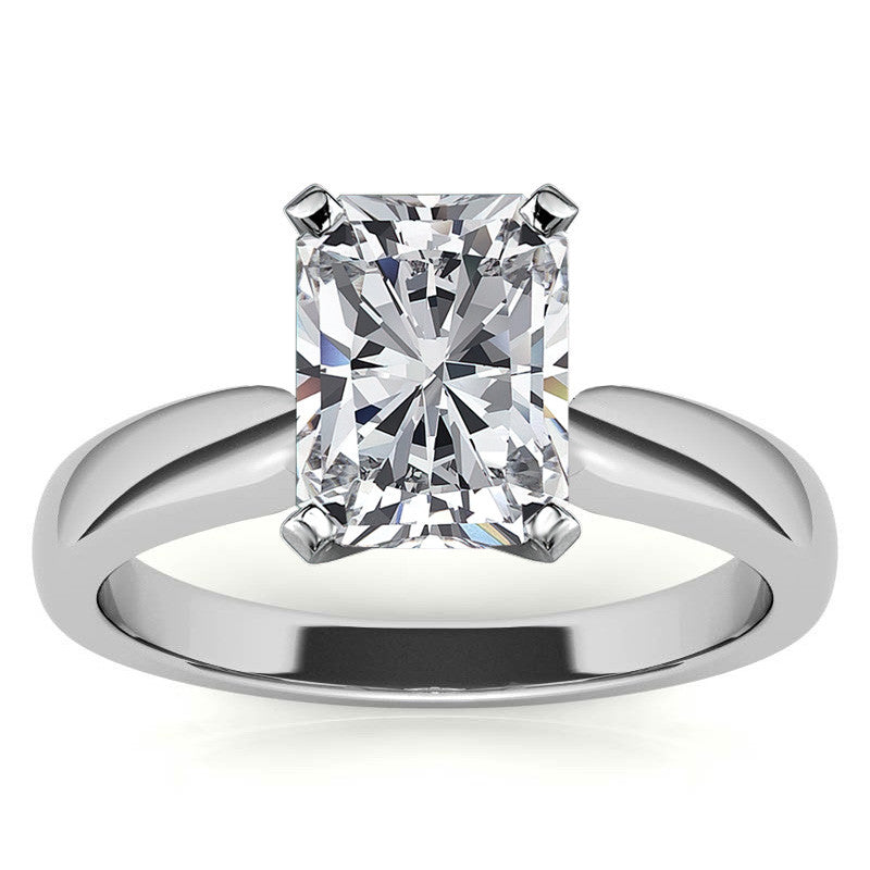 Wider Band Round Brilliant Moissanite Solitaire Ring