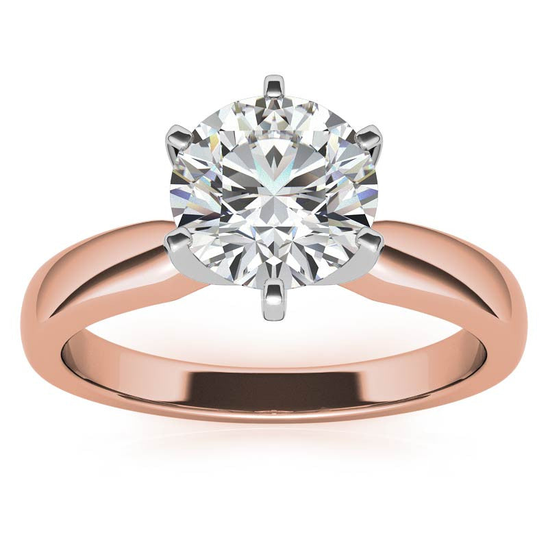 Wider Band Round Brilliant Moissanite Solitaire Ring