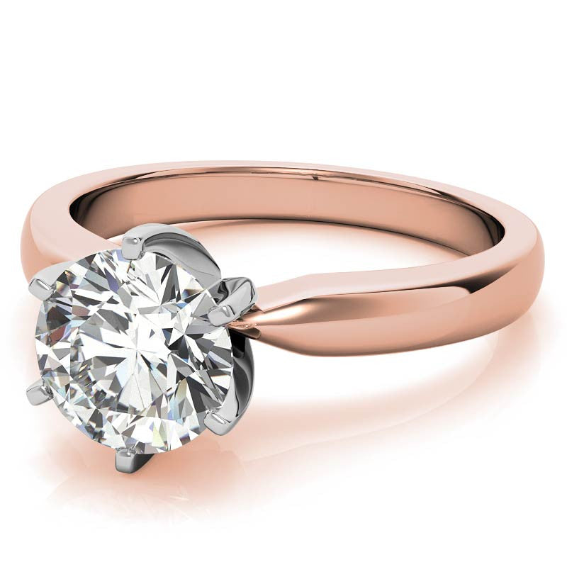 Wider Band Round Brilliant Moissanite Solitaire Ring
