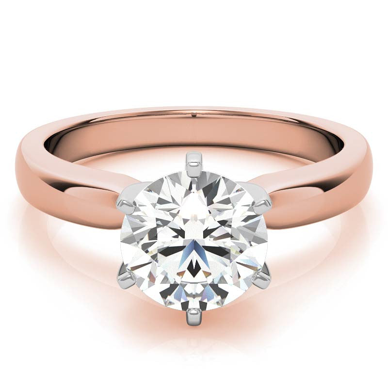 Wider Band Round Brilliant Moissanite Solitaire Ring