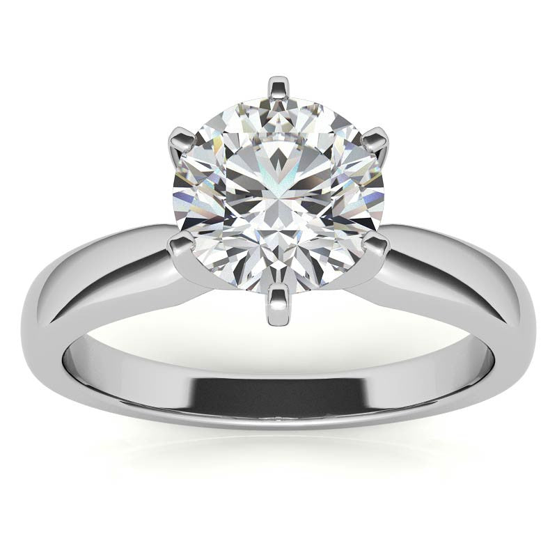 Wider Band Round Brilliant Moissanite Solitaire Ring