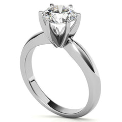 Wider Band Round Brilliant Moissanite Solitaire Ring