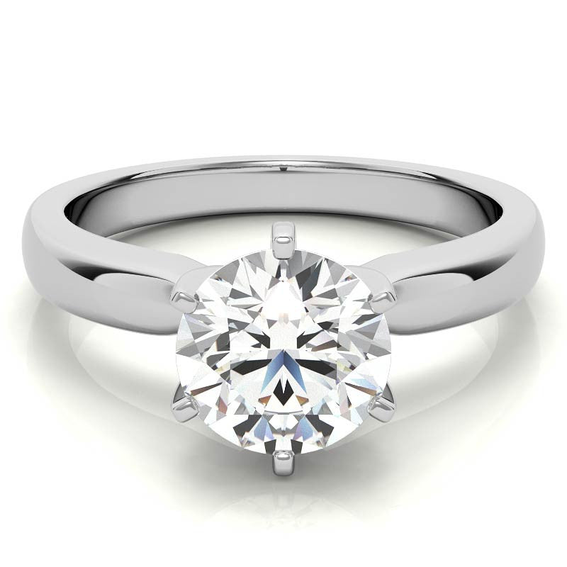 Wider Band Round Brilliant Moissanite Solitaire Ring