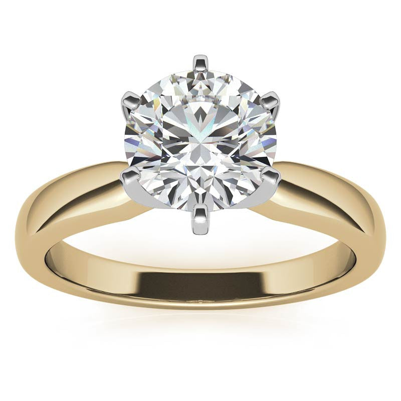 Wider Band Round Brilliant Moissanite Solitaire Ring