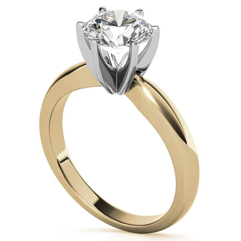 Wider Band Round Brilliant Moissanite Solitaire Ring