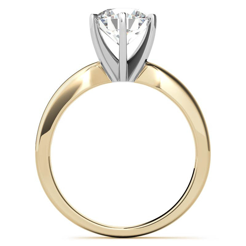 Wider Band Round Brilliant Moissanite Solitaire Ring