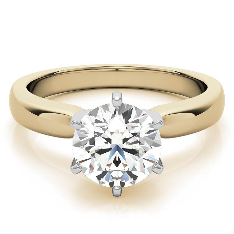 Wider Band Round Brilliant Moissanite Solitaire Ring