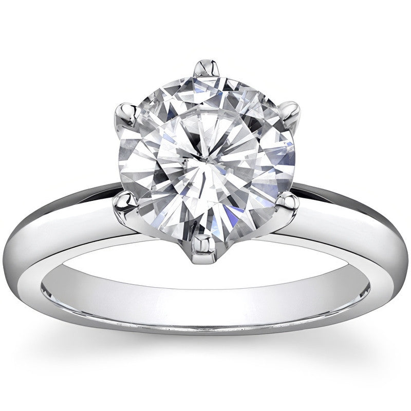 Knife Edge Round Brilliant Moissanite Solitaire Ring