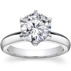 Knife Edge Round Brilliant Moissanite Solitaire Ring