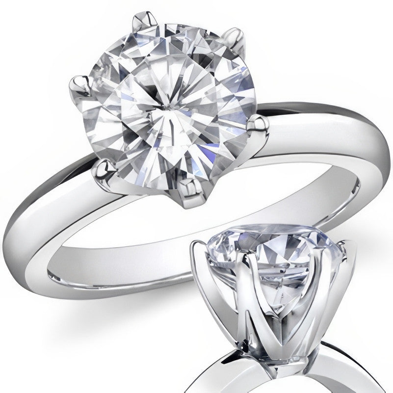 Knife Edge Round Brilliant Moissanite Solitaire Ring