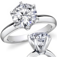 Knife Edge Round Brilliant Moissanite Solitaire Ring