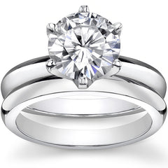 Knife Edge Round Brilliant Moissanite Solitaire Ring