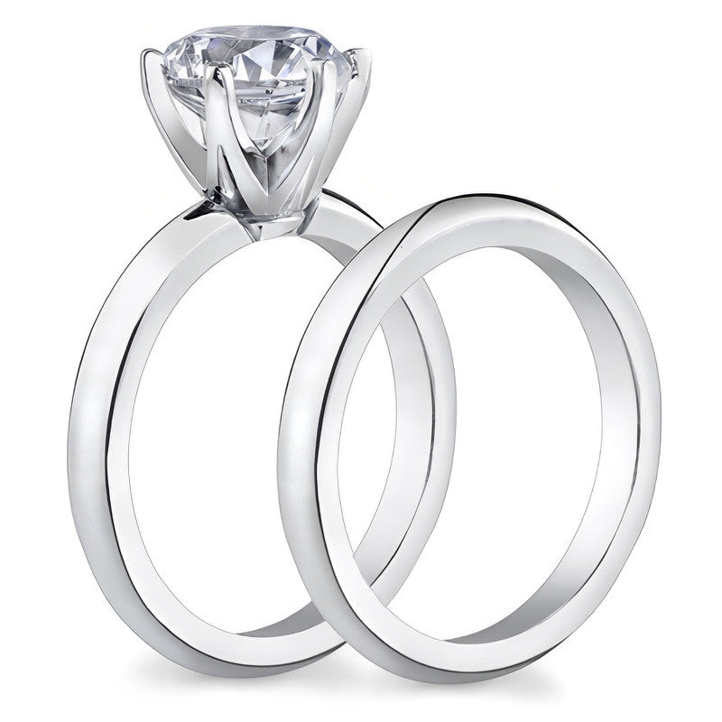 Knife Edge Round Brilliant Moissanite Solitaire Ring
