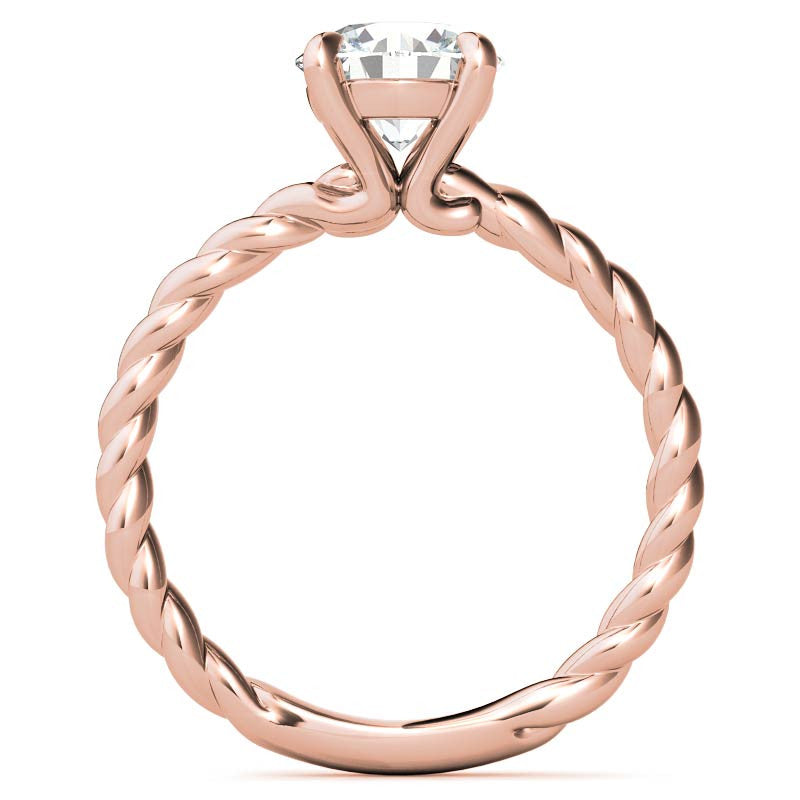 Round Woven Band Solitaire Ring with Matching Band