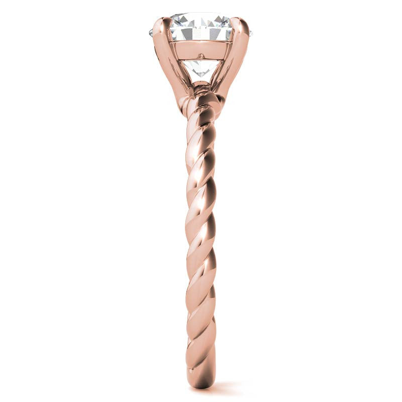 Round Woven Band Solitaire Ring with Matching Band