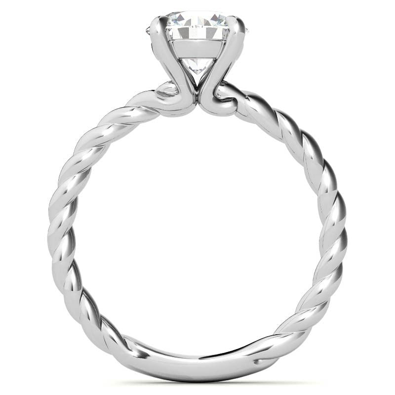 Round Woven Band Solitaire Ring with Matching Band
