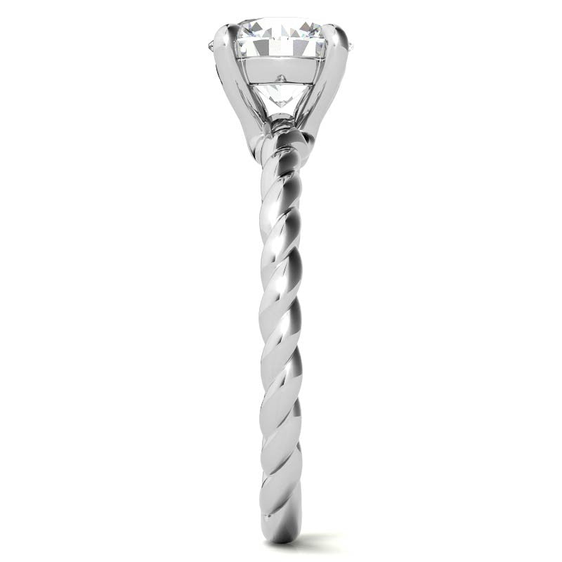 Round Woven Band Solitaire Ring with Matching Band
