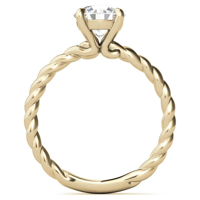Round Woven Band Solitaire Ring with Matching Band