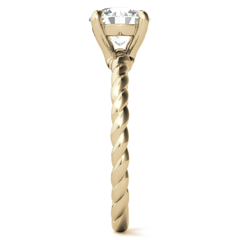 Round Woven Band Solitaire Ring with Matching Band