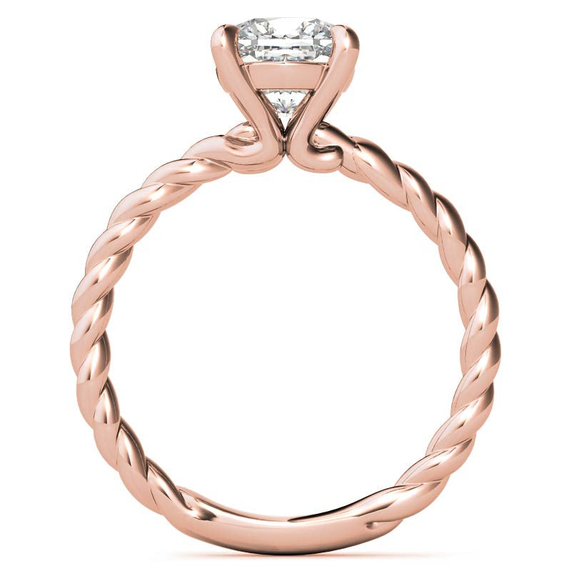 Cushion Moissanite Woven Band Solitaire Ring