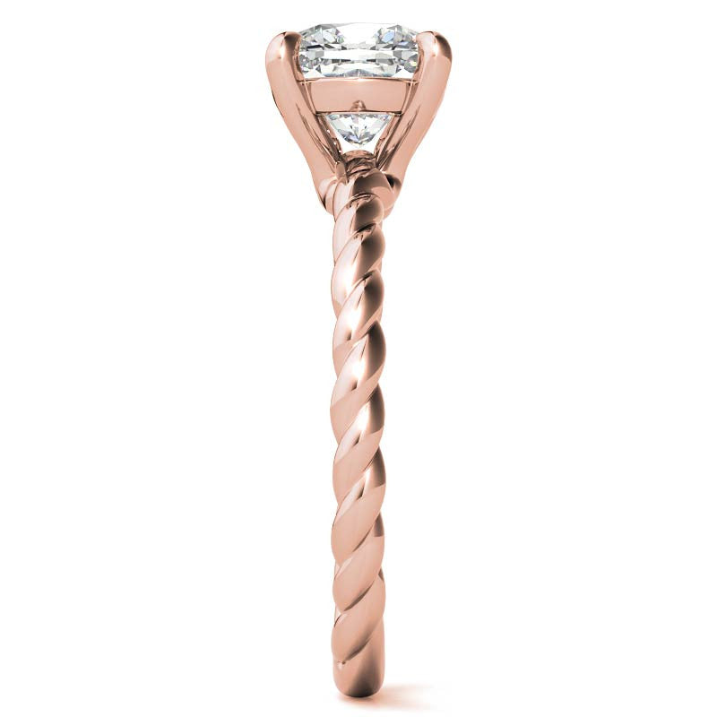 Cushion Moissanite Woven Band Solitaire Ring