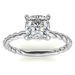 Cushion Moissanite Woven Band Solitaire Ring