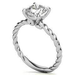 Cushion Moissanite Woven Band Solitaire Ring