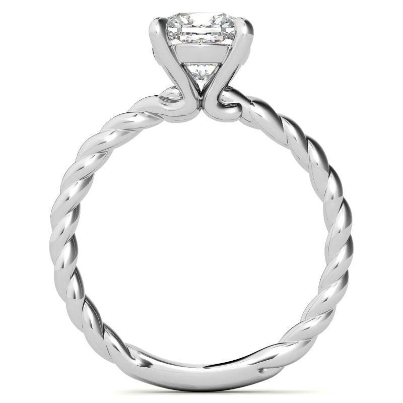 Cushion Moissanite Woven Band Solitaire Ring