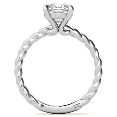 Cushion Moissanite Woven Band Solitaire Ring