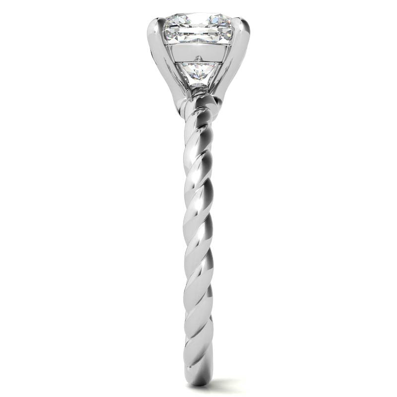 Cushion Moissanite Woven Band Solitaire Ring