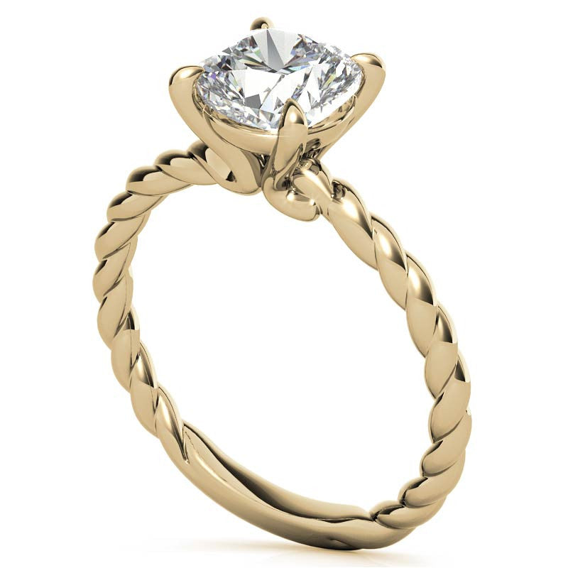 Cushion Moissanite Woven Band Solitaire Ring