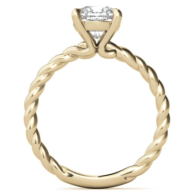 Cushion Moissanite Woven Band Solitaire Ring