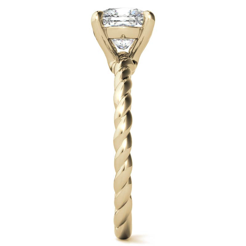 Cushion Moissanite Woven Band Solitaire Ring